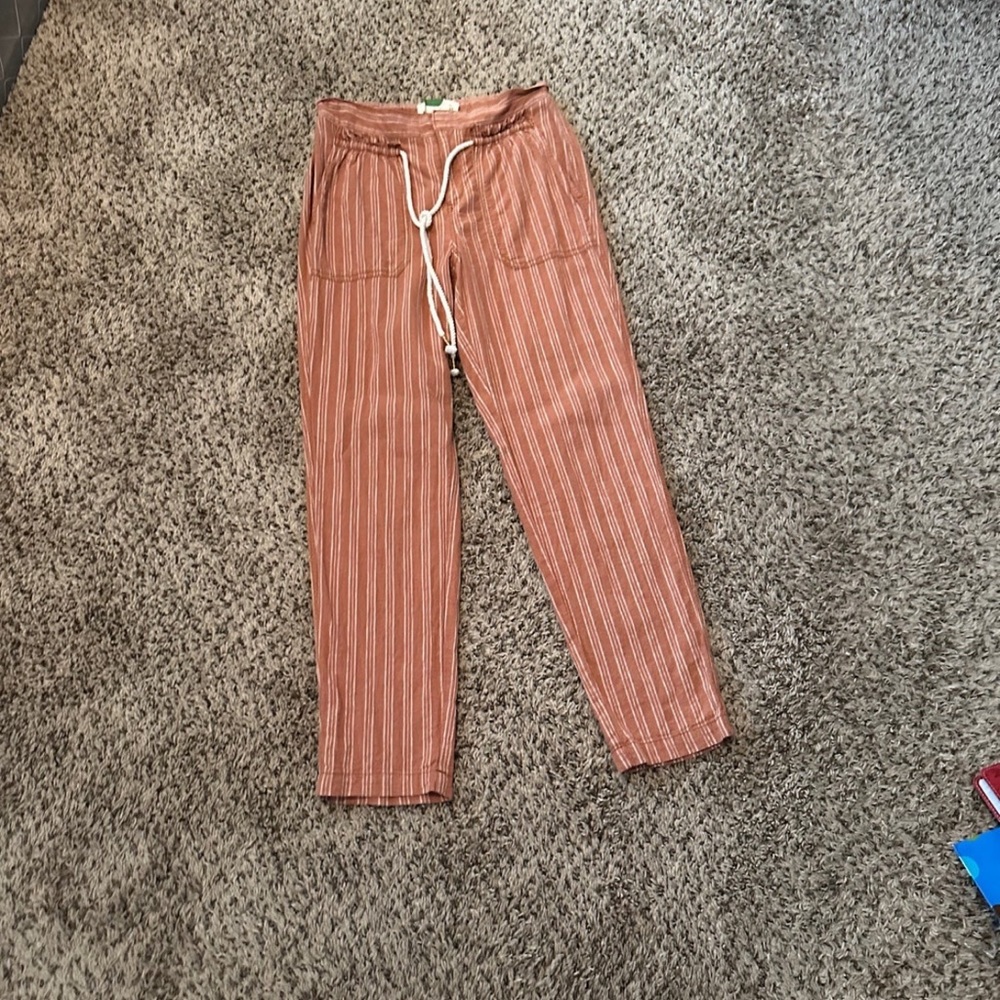 Anthropology terra-cotta seashore linen pants XS